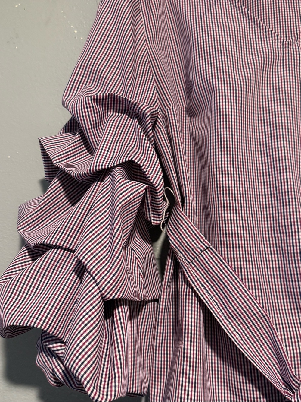 Anthropologie Sunday in brooklyn ruffles sleeve blouse Checked Tie-Waist size XS - Picture 7 of 10